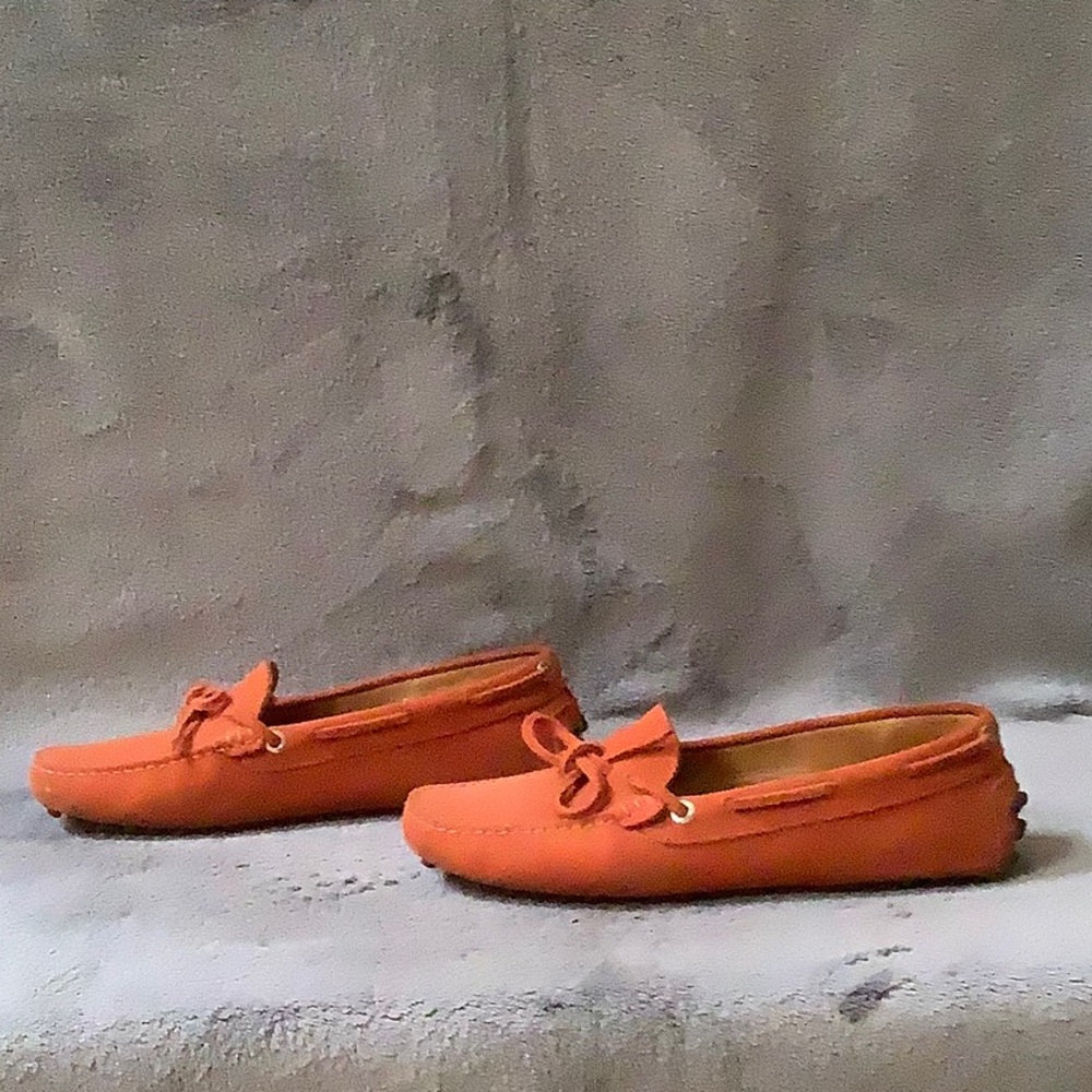 TOD'S Moccasin Suede Driving Loafers Burnt Orange Size 37 - Picture 5 of 14